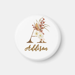 Boho Blommigt brev A Monogram Wedding Favor Magnet