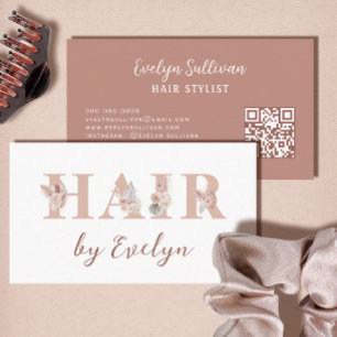 Boho Blommigt Brev Hair Affärskort Visitkort