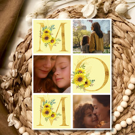Boho blommigt brev mamma tre foton Mors dag Julkort