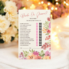 Boho Blommigt "Bride eller Groom?" Möhippans spel