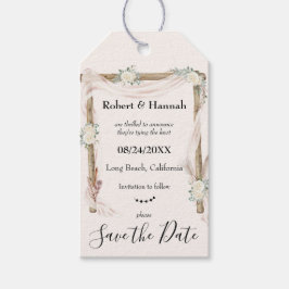 Boho Blommigt Bröllop Arch Save the Date Unique Id Presentetikett