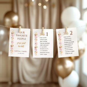 Boho Blommigt Bröllop Bord - skyltfönster för Program