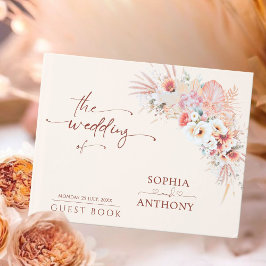 Boho Blommigt Bröllop Guest Bok