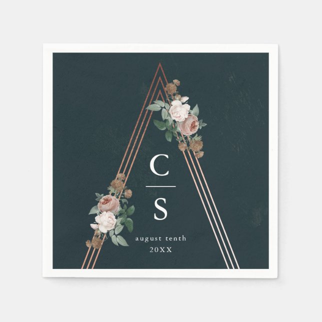 Boho Blommigt Bröllop Pappersservett (Framsidan)