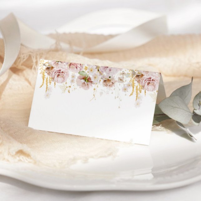 Boho blommigt bröllop-platskort kort (Skapare uppladdad)