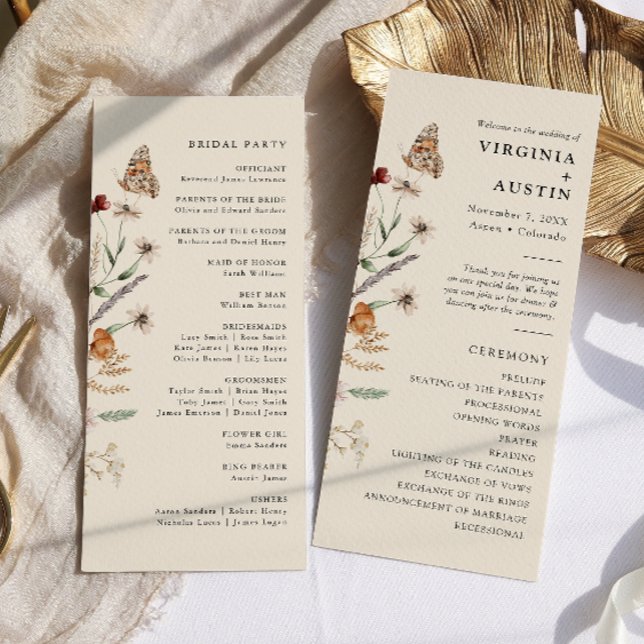 Boho Blommigt Bröllop Program (Boho Floral Wedding Program
)