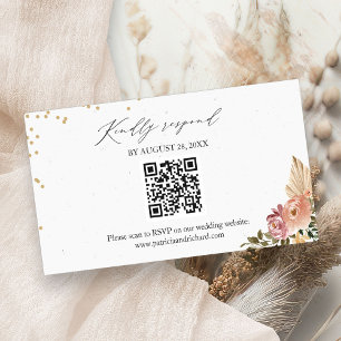 Boho Blommigt Bröllop QR Online OSA kort