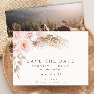 Boho Blommigt Bröllop spara datum Card Inbjudningar