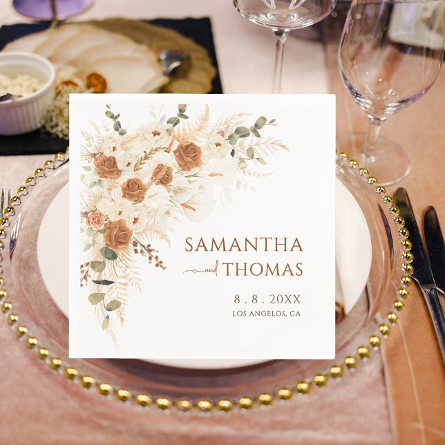 Boho Blommigt Bröllop | Terracotta Calla Lily Pappersservett (Skapare uppladdad)