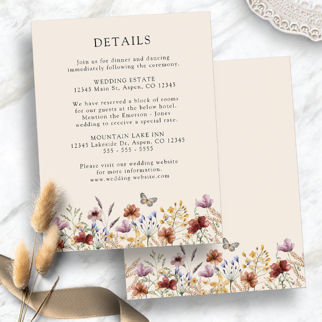 Boho Blommigt Bröllop Tilläggskort (Boho Floral Wedding Enclosure Card
)