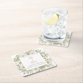 Boho Blommigt Bröllop Underlägg Papper Kvadrat