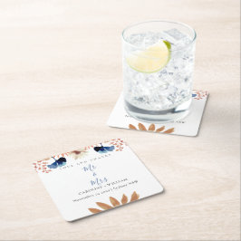 Boho Blommigt Bröllop Underlägg Papper Kvadrat