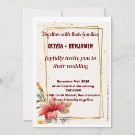 Boho Blommigt bröllopsinbjudan | Modern Rustic Inbjudningar