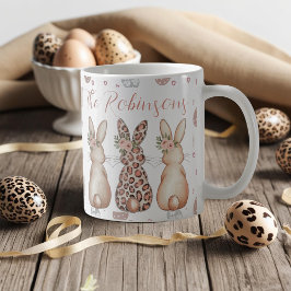 Boho Blommigt Bunnies Personlig Påsk Kaffemugg