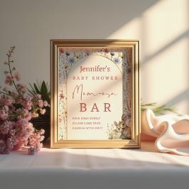 Boho Blommigt Bunny Beige Mamma-osa Pub Sign Poster
