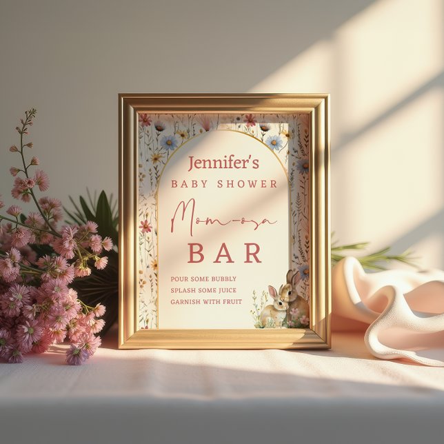 Boho Blommigt Bunny Beige Mamma-osa Pub Sign Poster (Skapare uppladdad)
