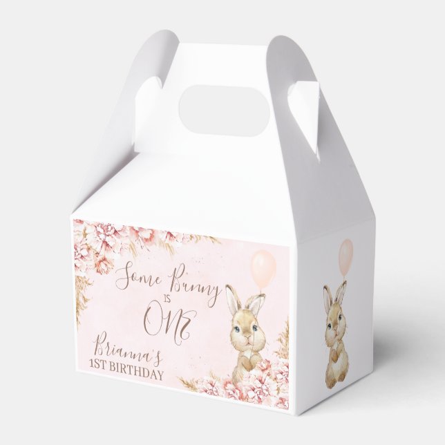 Boho Blommigt Bunny Rabbit Birthday-favoritruta Presentaskar (Framsidan Sidan)