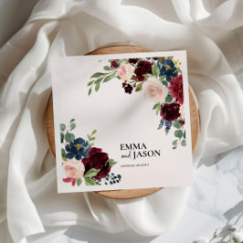 Boho Blommigt Burgundy  Bröllop Napkins Pappersservett