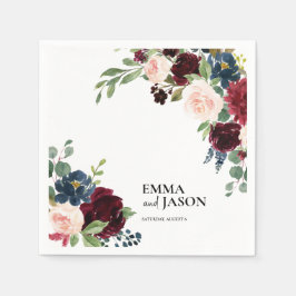 Boho Blommigt Burgundy Bröllop Napkins Pappersservett