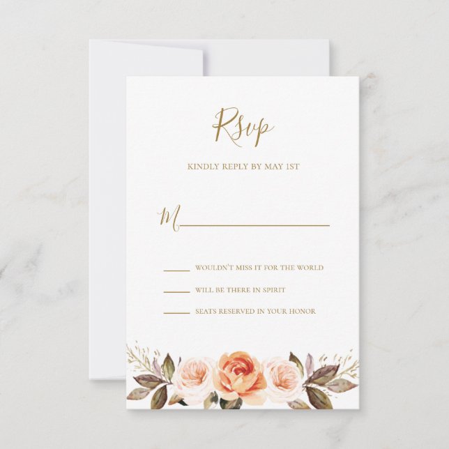 Boho Blommigt Burnt Orange Bröllop OSA Card Inbjudningar (Framsida)