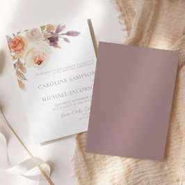 Boho Blommigt Burnt Orange Fall Bröllopsinbjudan Inbjudningar