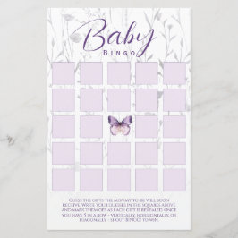 Boho Blommigt Butterfly Baby Shower Bingo Game Car