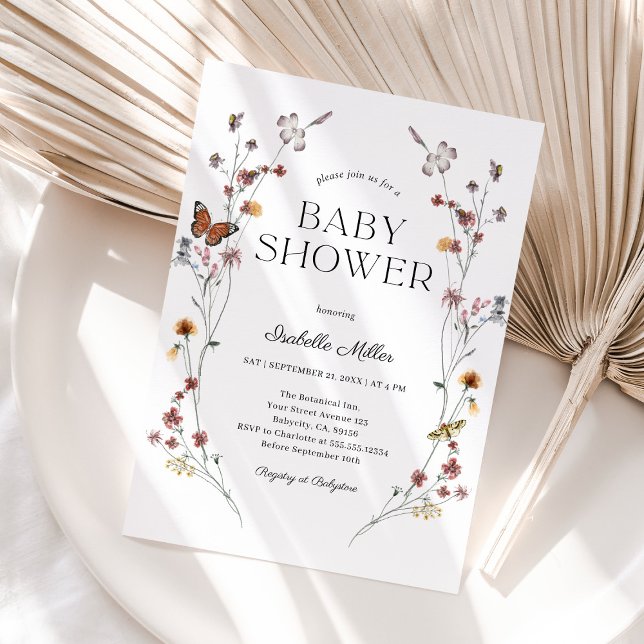 Boho Blommigt Butterfly Girl Baby Shower Brunch Inbjudningar (Skapare uppladdad)