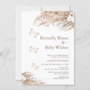 Boho Blommigt Butterfly Kisses Baby Shower Inbjudningar