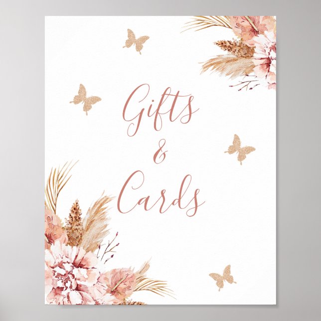  Boho Blommigt Butterfly Kisses Baby-tecken Poster (Framsidan)