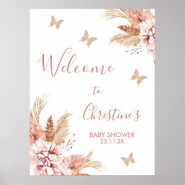  Boho Blommigt Butterfly Kisses Baby Välkommen P Poster