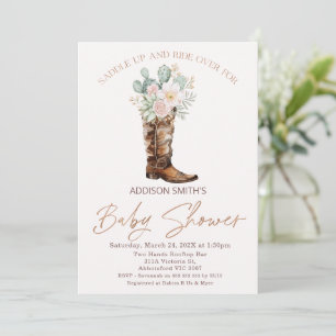 Boho Blommigt Cacti Boot Baby Shower Inbjudningar