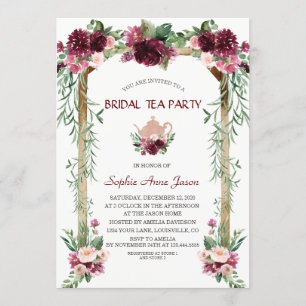 Boho Blommigt Canopy Fall Möhippa Tea Party Inbjudningar