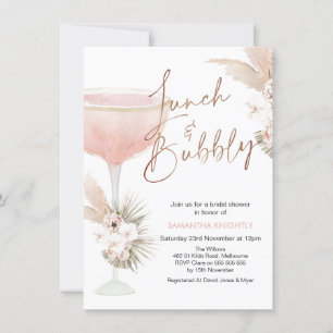 Boho Blommigt Champagne Lunch Bubly Möhippa Inbjudningar