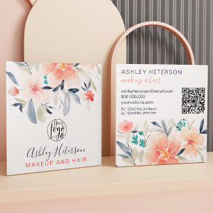 Boho blommigt chic qr logotyp hårmakeup fyrkantigt visitkort