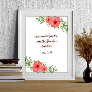 Boho Blommigt Christian Bible Verse John 12:45 Poster