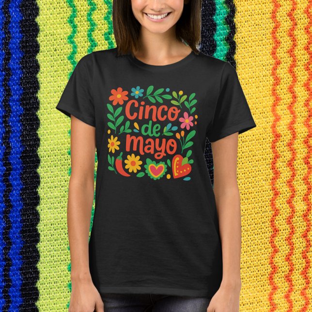Boho Blommigt Cinco de Mayo T Shirt (Skapare uppladdad)