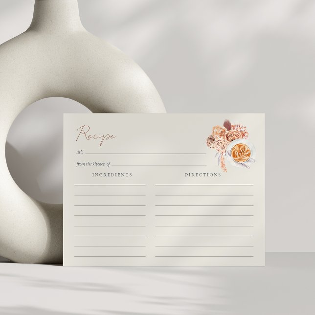 Boho Blommigt Coffee Kopp Möhippa Recept Card Vykort (Skapare uppladdad)