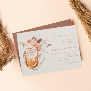 Boho Blommigt Coffee Möhippa Brunch Inbjudningar