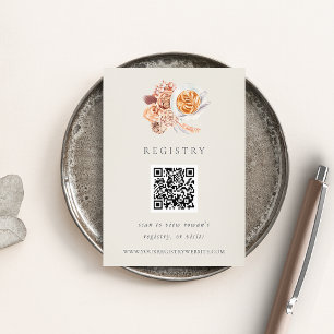 Boho Blommigt Coffee Möhippa QR-kodregister Tilläggskort