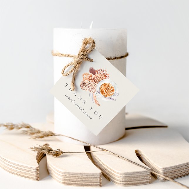 Boho Blommigt Coffee Möhippa Tack Gåvor Etiketter (Skapare uppladdad)