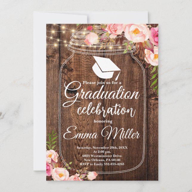 Boho Blommigt College Graduation Inbjudningar (Framsida)