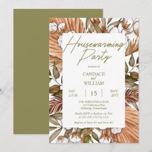 Boho Blommigt Cotton Gräsuppvärmning Party i Inbjudningar