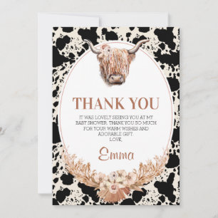 Boho Blommigt Cow Baby Shower - tackkort Inbjudningar