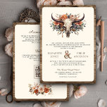 Boho Blommigt Cow Skull Western bröllopsinbjudan Inbjudningar<br><div class="desc">Akta dina gäster med detta westerna tema i en bröllopsinbjudan med rustiska ko-skalle och vackra blommor med QR-kod för onlinens OSA. Lägg bara till din händelseinformation i den här mallen som är enkel att använda för att göra den till en inbjudan av typen en.</div>