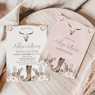 Boho Blommigt Cowgirl Boot Baby Shower Inbjudningar