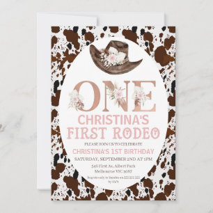 Boho Blommigt Cowgirl Hat First Rodeo Birthday Inbjudningar