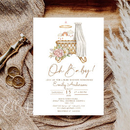 Boho Blommigt Crib Bassinet Nursery Baby Shower Inbjudningar