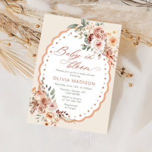 Boho Blommigt Cute Baby Shower Inbjudningar