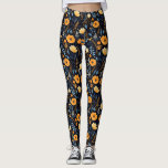 Boho Blommigt Cute Black Orange Blue Leggings<br><div class="desc">Dessa söta balar har ett bohemskt blommönster i orangar,  blues,  gult och svart. Söt och roligt,  perfekt till din boho stil. Skapat av Farmhouse Press.</div>