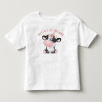 Boho Blommigt Cute Cow Första födelsedagen Baby T-